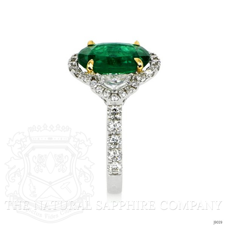 2.96 Ct. Emerald Natural Diamond Pave Ring, 18K White Gold