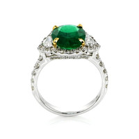 2.96 Ct. Emerald Natural Diamond Pave Ring, 18K White Gold Image