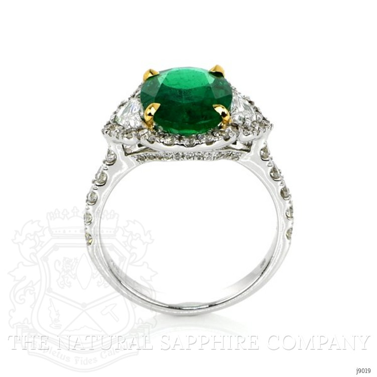 2.96 Ct. Emerald Natural Diamond Pave Ring, 18K White Gold
