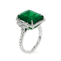 10.02 Ct. Emerald Natural Diamond Ring, 18K White Gold Image