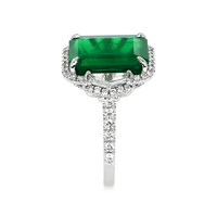 10.02 Ct. Emerald Natural Diamond Ring, 18K White Gold Image