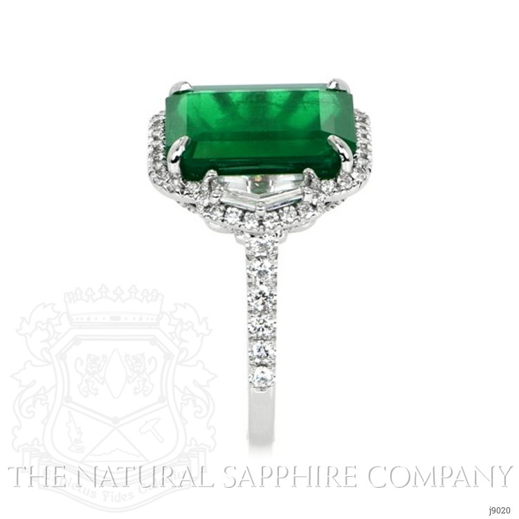 10.02 Ct. Emerald Natural Diamond Ring, 18K White Gold