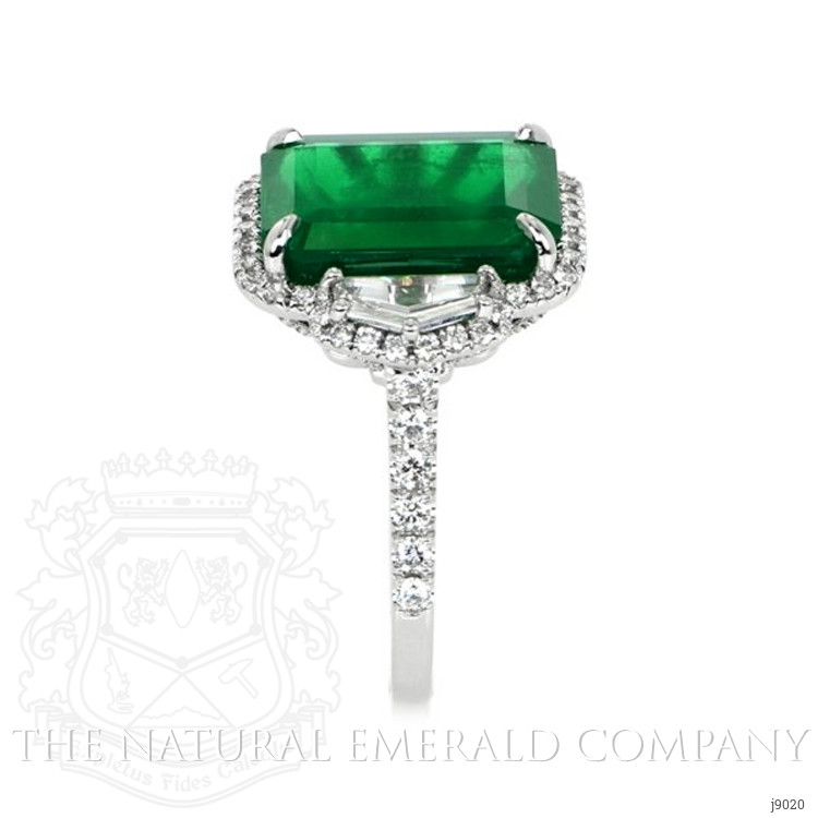 10.02 Ct. Emerald Natural Diamond Ring, 18K White Gold