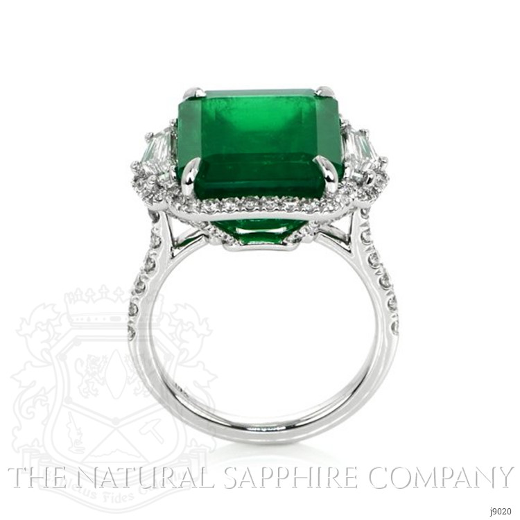 10.02 Ct. Emerald Natural Diamond Ring, 18K White Gold