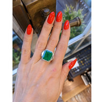 10.02 Ct. Emerald Natural Diamond Ring, 18K White Gold Life Style