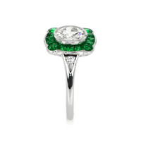 1.41 Ct. Emerald Natural Diamond Antique Style Ring, Platinum 950 Image