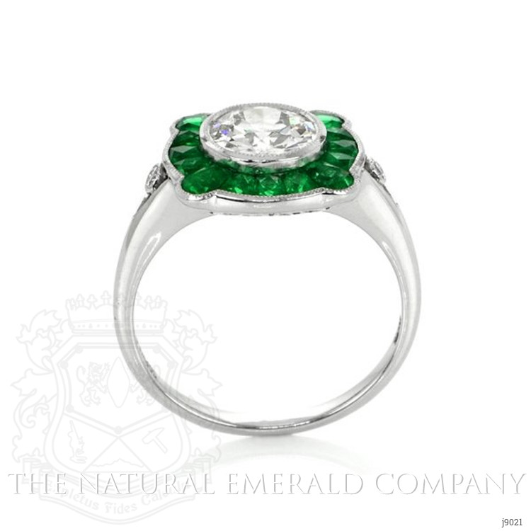 1.41 Ct. Emerald Natural Diamond Antique Style Ring, Platinum 950