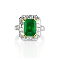 2.26 Ct. Emerald Natural Diamond Halo Ring, Platinum & 18K Yellow Video