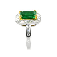 2.26 Ct. Emerald Natural Diamond Halo Ring, Platinum & 18K Yellow Image