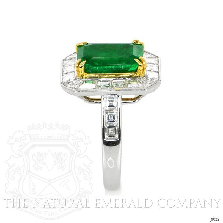 2.26 Ct. Emerald Natural Diamond Halo Ring, Platinum & 18K Yellow
