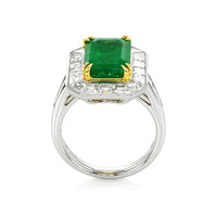 2.26 Ct. Emerald Natural Diamond Halo Ring, Platinum & 18K Yellow Image