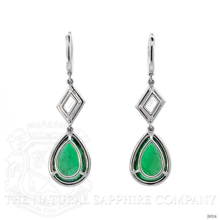 7.65 Ct.Tw. Emerald Natural Diamond Antique Style Earrings, Platinum 950
