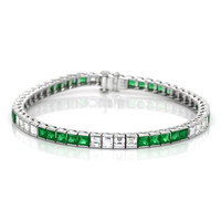 4.78 Ct.Tw. Emerald Natural Diamond Accent Stones Bracelet, Platinum 950 Video