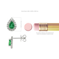 0.87 Ct.Tw. Emerald Natural Diamond Pave Earrings, 14K White Gold Image