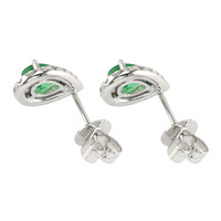 0.87 Ct.Tw. Emerald Natural Diamond Pave Earrings, 14K White Gold Image
