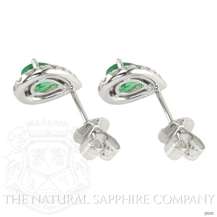 0.87 Ct.Tw. Emerald Natural Diamond Pave Earrings, 14K White Gold