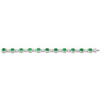 9.38 Ct.Tw. Emerald Natural Diamond Accent Stones Bracelet, 18K White Gold Image