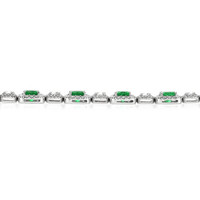 9.38 Ct.Tw. Emerald Natural Diamond Accent Stones Bracelet, 18K White Gold Image