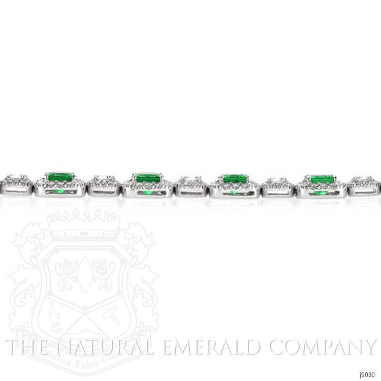 9.38 Ct.Tw. Emerald Natural Diamond Accent Stones Bracelet, 18K White Gold
