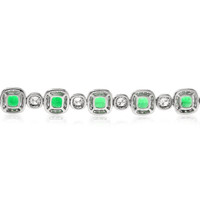 9.38 Ct.Tw. Emerald Natural Diamond Accent Stones Bracelet, 18K White Gold Image