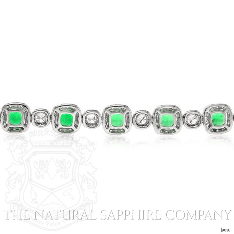 9.38 Ct.Tw. Emerald Natural Diamond Accent Stones Bracelet, 18K White Gold
