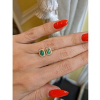 0.50 Ct.Tw. Emerald Natural Diamond Pave Earrings, 18K Yellow Gold Life Style