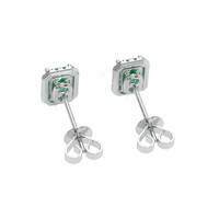 0.50 Ct.Tw.Total Carat Weight Emerald and Natural Diamond Studs Earrings, 18K White Gold Image