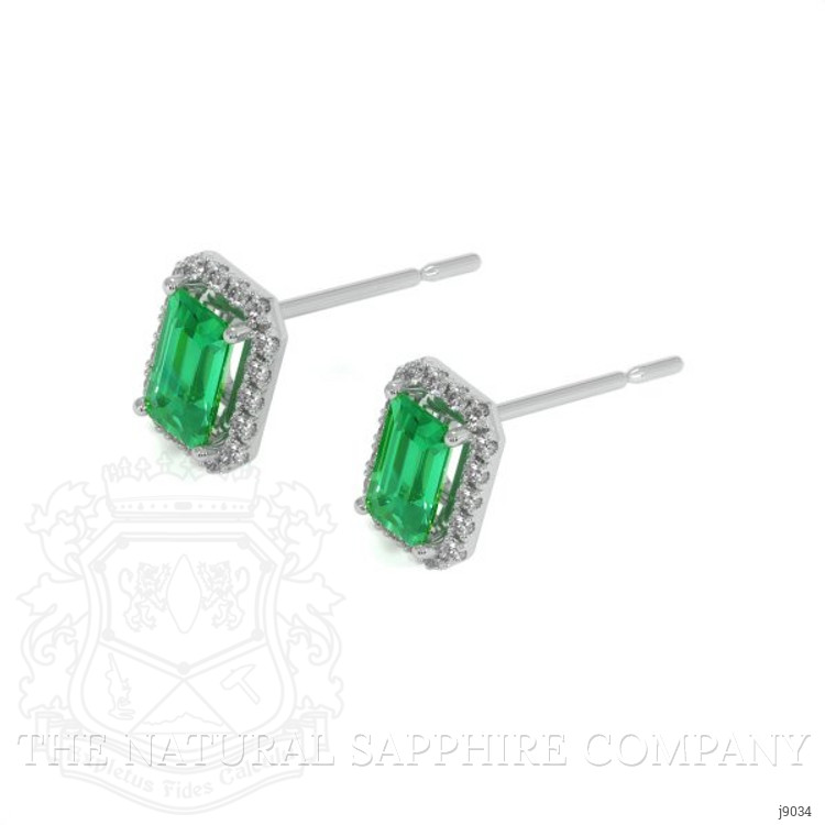 0.50 Ct.Tw. Emerald Natural Diamond Pave Earrings, 18K White Gold