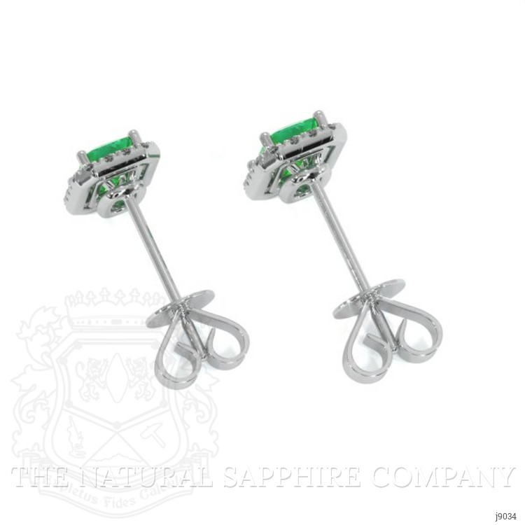 0.50 Ct.Tw. Emerald Natural Diamond Pave Earrings, 18K White Gold