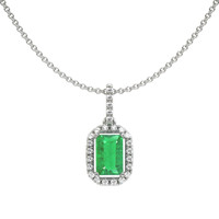 0.50 Ct. Emerald Natural Diamond Pave Pendant, 18K White Gold Video