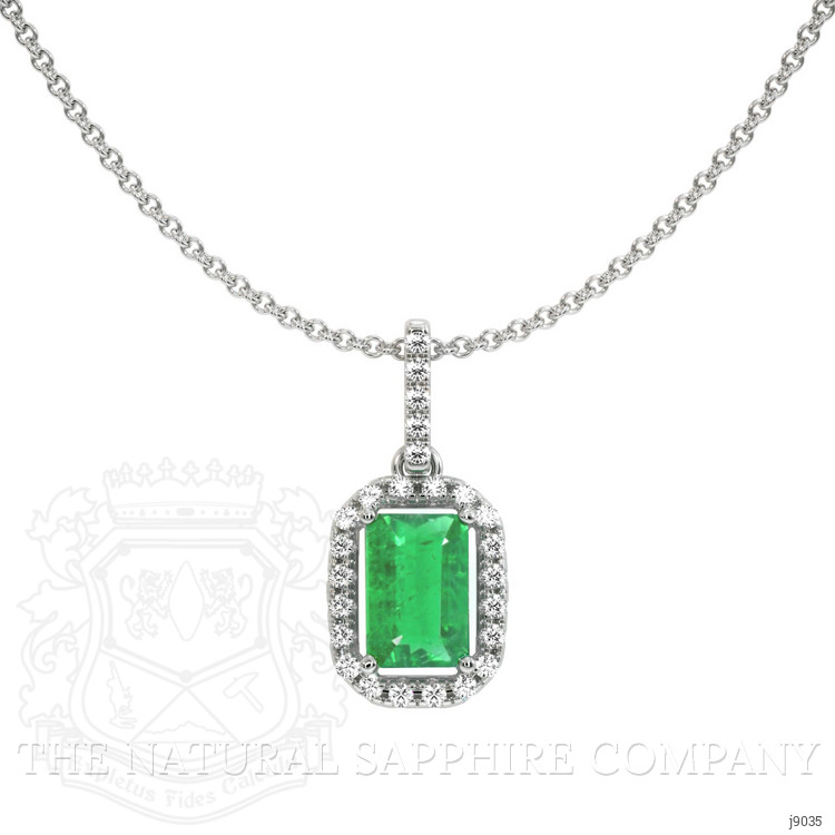0.50 Ct. Emerald Natural Diamond Pave Pendant, 18K White Gold