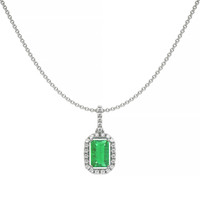0.50 Ct. Emerald Natural Diamond Pave Pendant, 18K White Gold Image