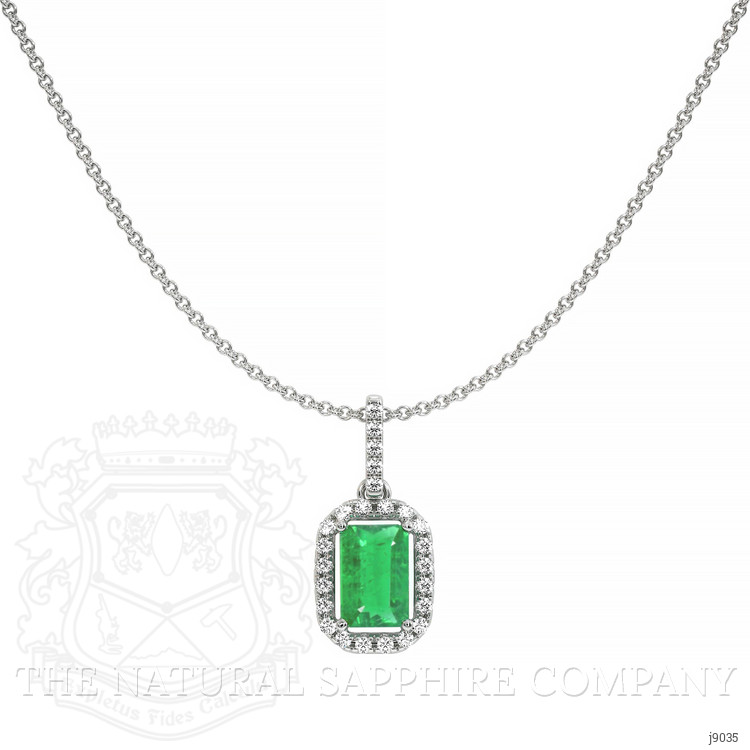 0.50 Ct. Emerald Natural Diamond Pave Pendant, 18K White Gold
