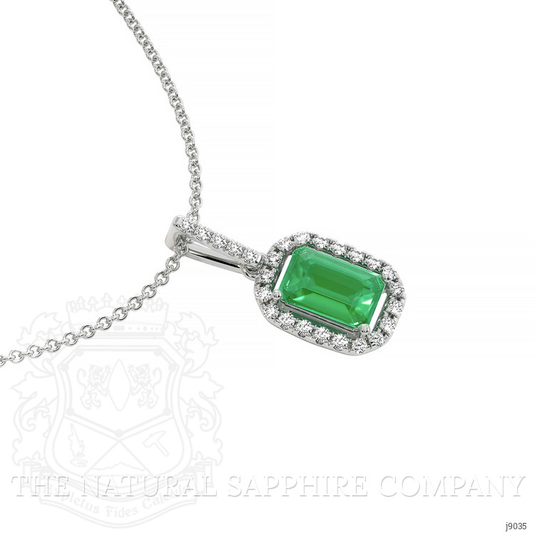 0.50 Ct. Emerald Natural Diamond Pave Pendant, 18K White Gold