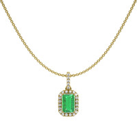 0.50 Ct. Emerald Natural Diamond Pave Pendant, 18K Yellow Gold Image