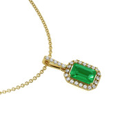 0.50 Ct. Emerald Natural Diamond Pave Pendant, 18K Yellow Gold Image