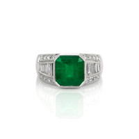 3.42 Ct. Emerald Natural Diamond Bezel Ring, Platinum 950 Video