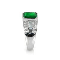 3.42 Ct. Emerald Natural Diamond Bezel Ring, Platinum 950 Image