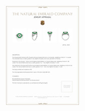 1.14 Ct. Emerald Natural Diamond Bezel Ring, Platinum 950 Appraisal