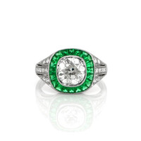 1.14 Ct. Emerald Natural Diamond Bezel Ring, Platinum 950 Video