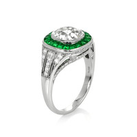 1.14 Ct. Emerald Natural Diamond Bezel Ring, Platinum 950 Image