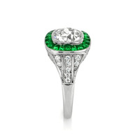 1.14 Ct. Emerald Natural Diamond Bezel Ring, Platinum 950 Image