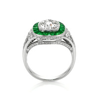1.14 Ct. Emerald Natural Diamond Bezel Ring, Platinum 950 Image