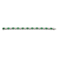 7.62 Ct.Tw. Emerald Natural Diamond Accent Stones Bracelet, 18K White Gold Image