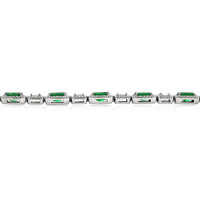 7.62 Ct.Tw. Emerald Natural Diamond Accent Stones Bracelet, 18K White Gold Image
