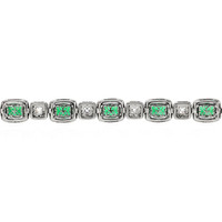 7.62 Ct.Tw. Emerald Natural Diamond Accent Stones Bracelet, 18K White Gold Image