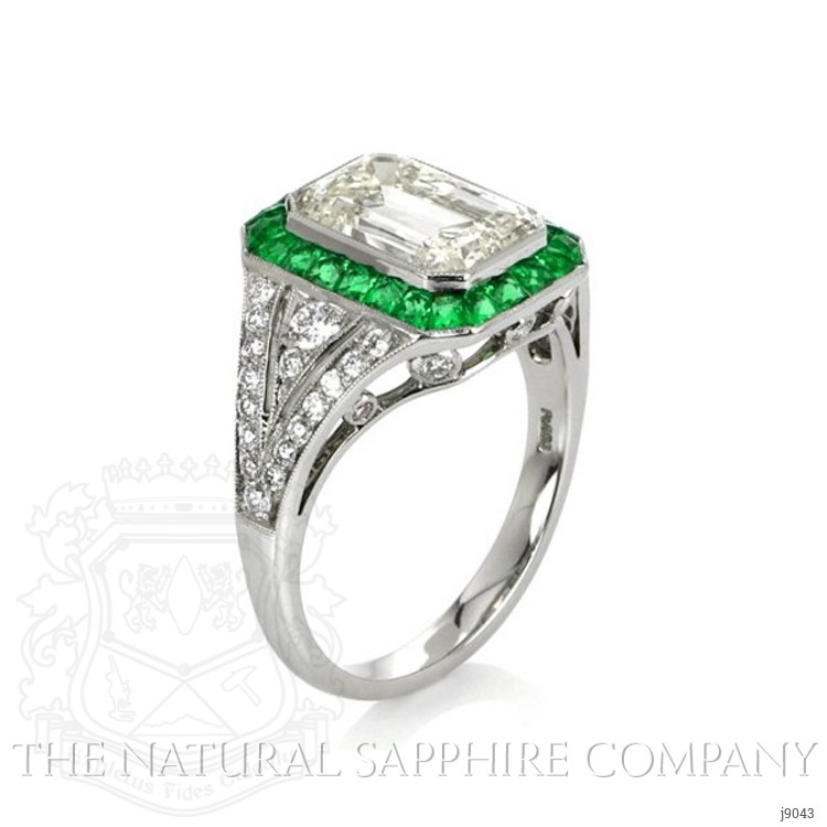 0.50 Ct. Emerald Natural Diamond Halo Ring, Platinum 950