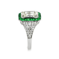 0.50 Ct. Emerald Natural Diamond Halo Ring, Platinum 950 Image