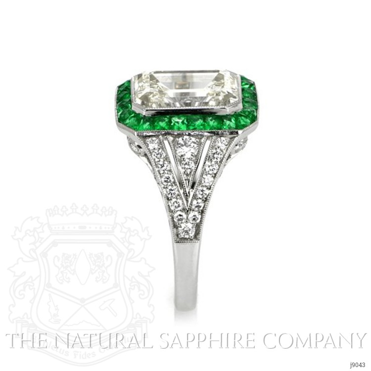 0.50 Ct. Emerald Natural Diamond Halo Ring, Platinum 950