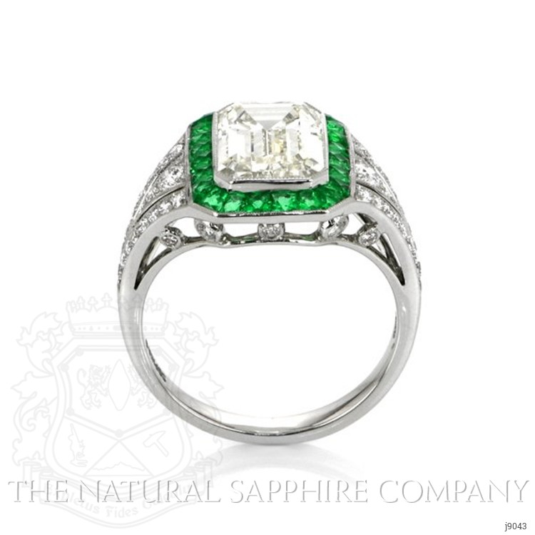 0.50 Ct. Emerald Natural Diamond Halo Ring, Platinum 950